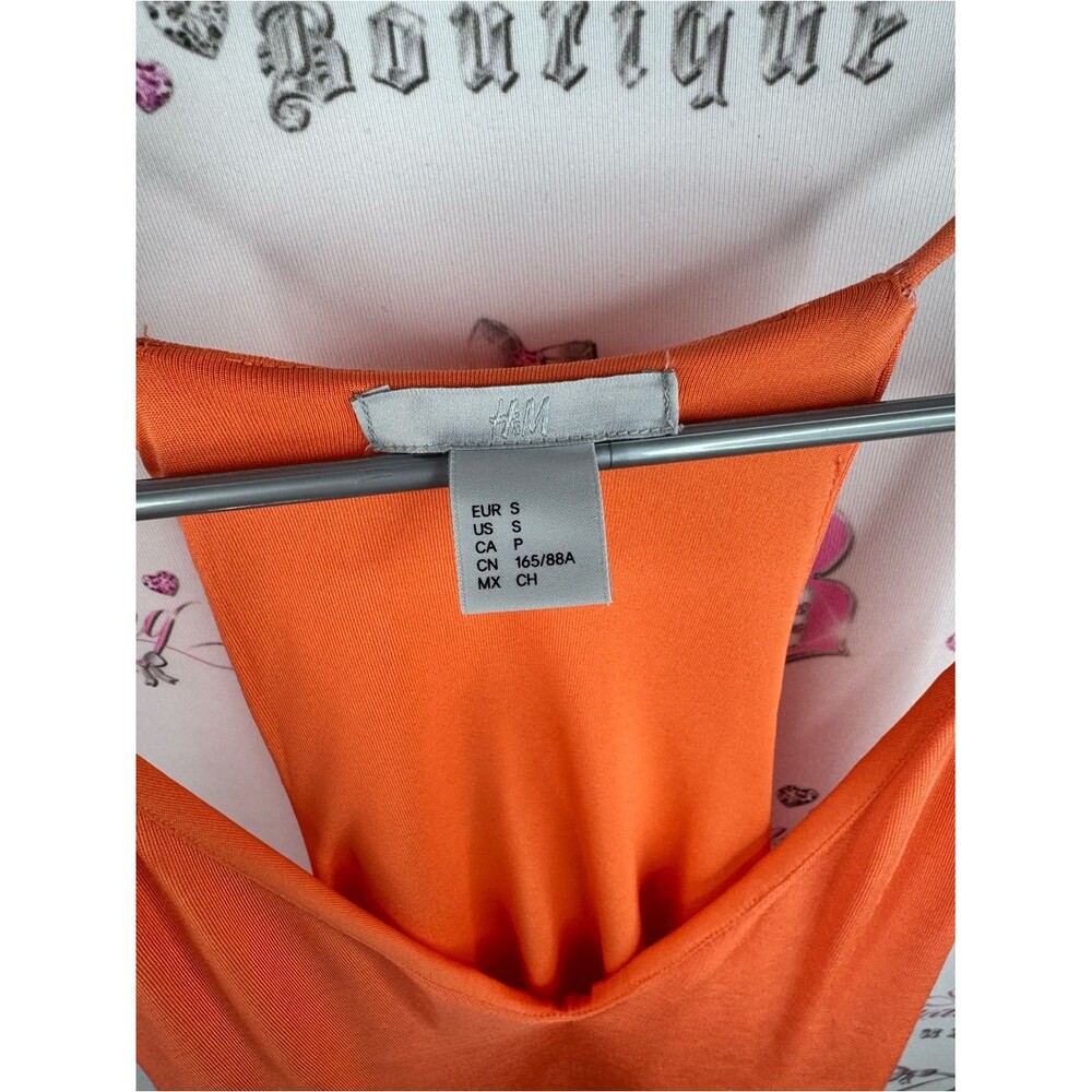 H&M tank top flowy bright neon summer Orange V-Neck Racerback Tank Top - Picture 5 of 7